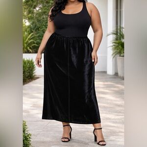 J. Jill 3X Black Velvet Maxi Skirt